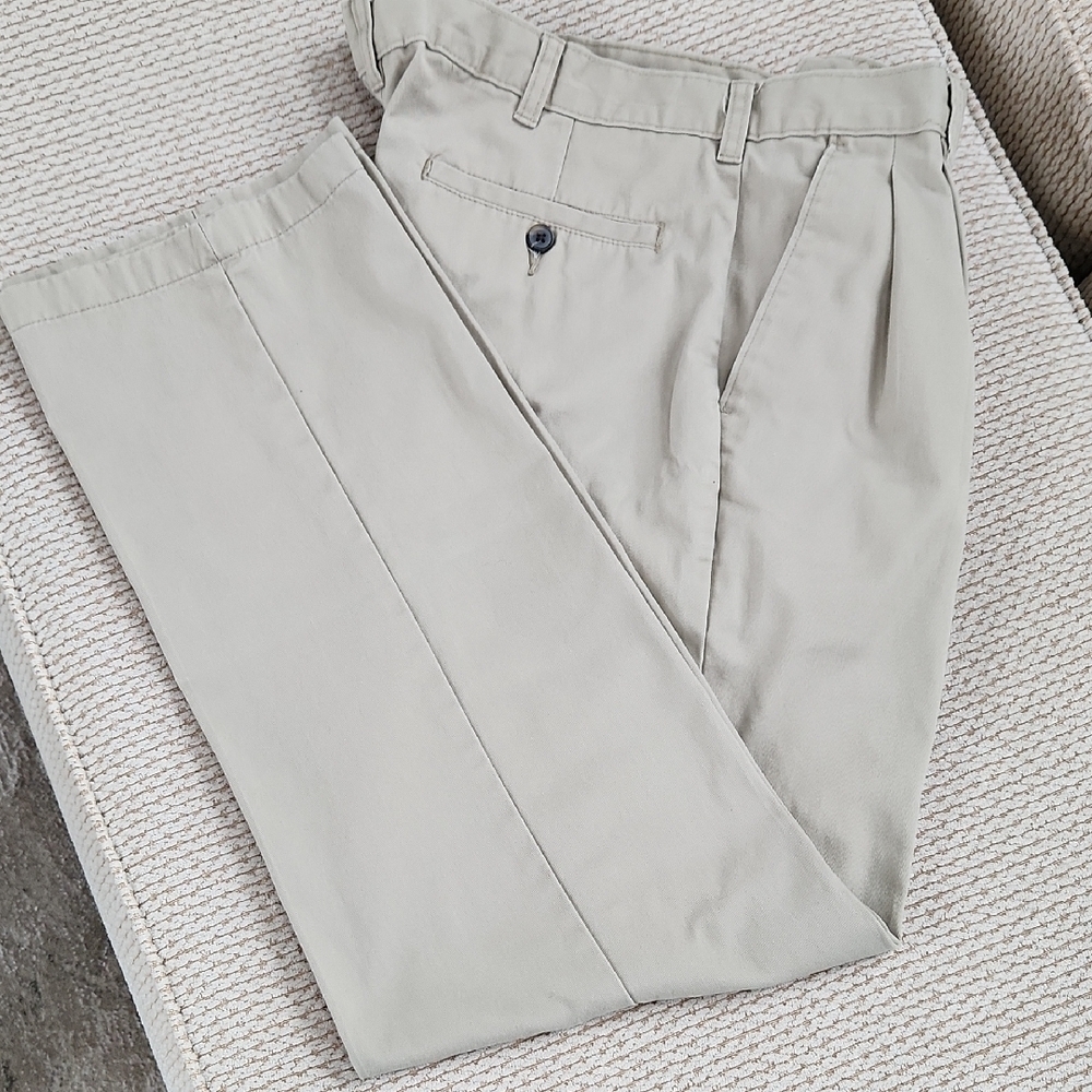 George, Soft Tan Pleated Men's Pants, 32 X 32